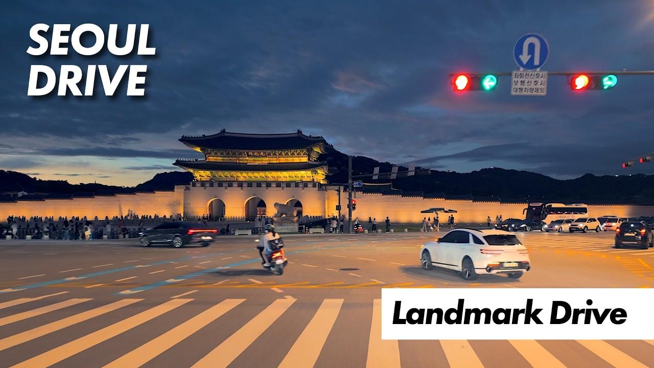 Lo-fi Chill Jazz Landmark Drive in Seoul 4K – Namsan, Seoulstation & Gyeongbokgung