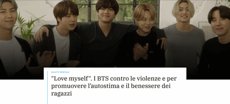 I BTS sul sito di UNICEF Italia (click sull'immagine per accedere)