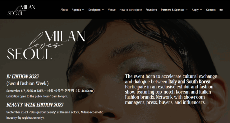 La Home Page del sito web di Milan Loves Seoul
