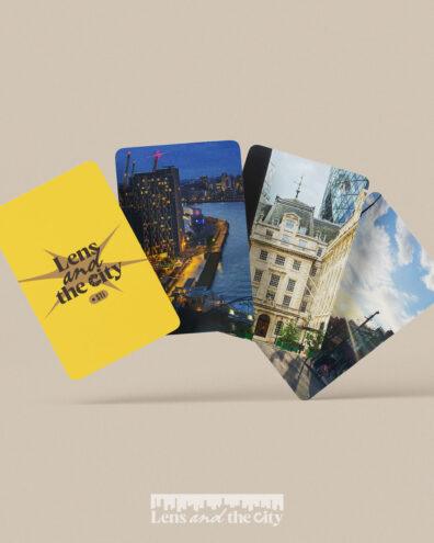 Il design delle photocard dell'album fisico Lens and the City di STi, con le sue fotografie scattate da lui