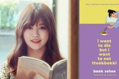 Baek Se-hee e la copertina inglese del suo libro "I want to die but I want to eat Teokbokki"