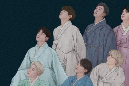 I BTS raffigurati in abiti tradizionali per il Chuseok