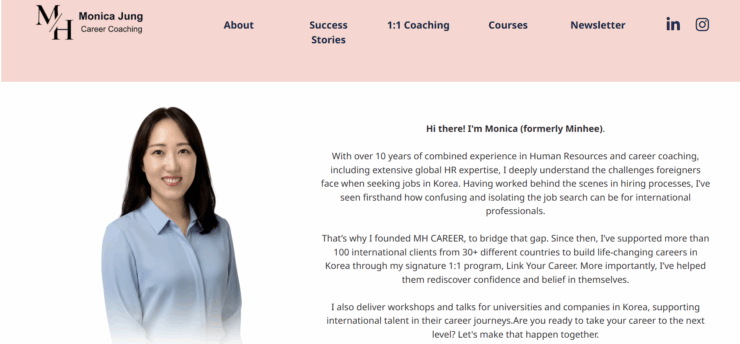 Il sito web di MH CAREER