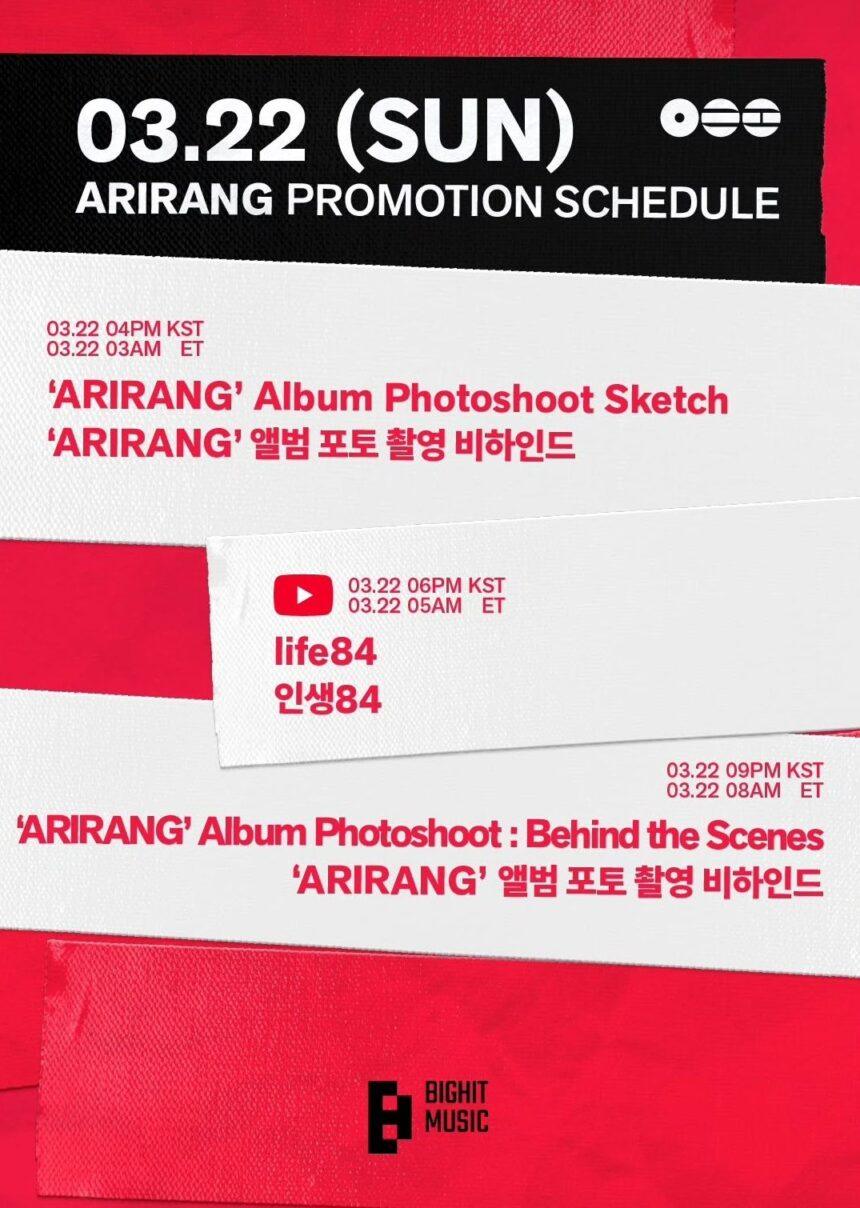 BTS ARIRANG: Promotion Schedule